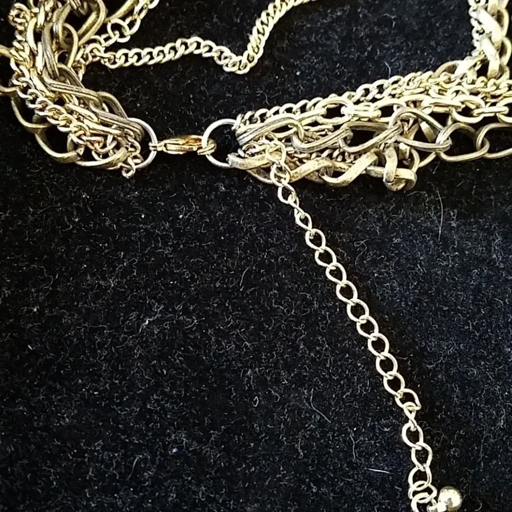 Gold & Silver Tone 6-Layer Chain Necklace Fashion Statement Jewelry for Women